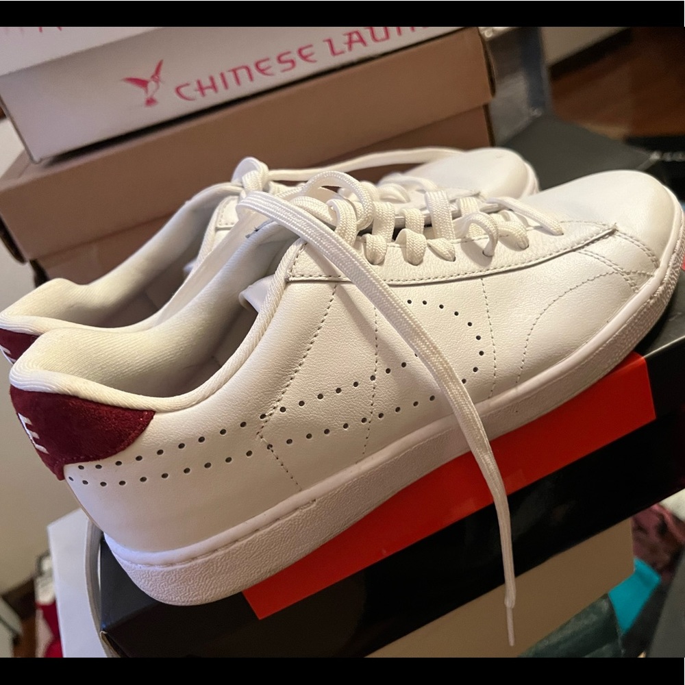 White & Burgundy Nike Sneakers